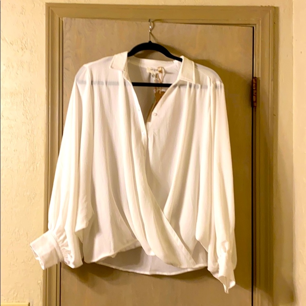 NWT White Dolman Collared Blouse Size S